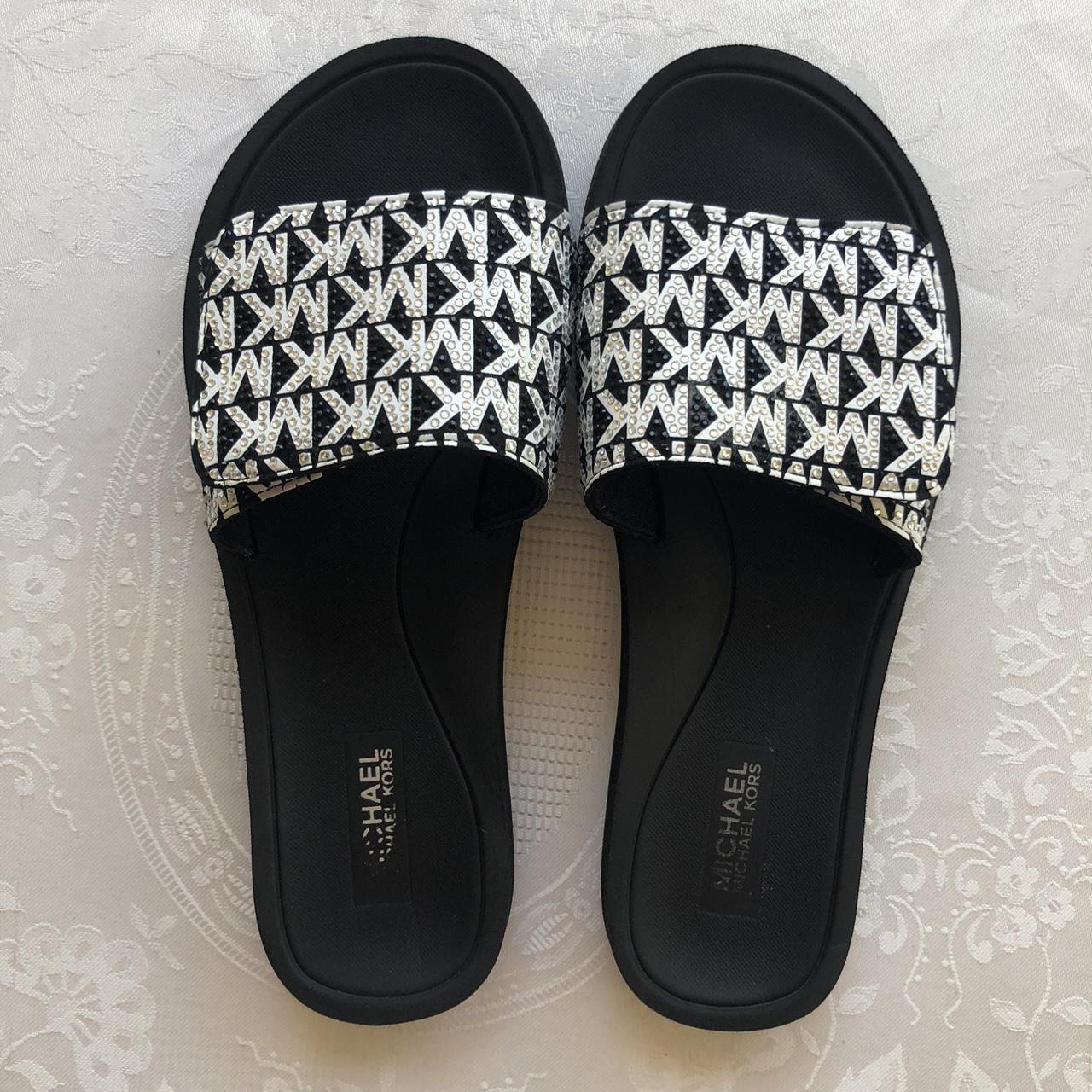 Michael kors slides black and white online