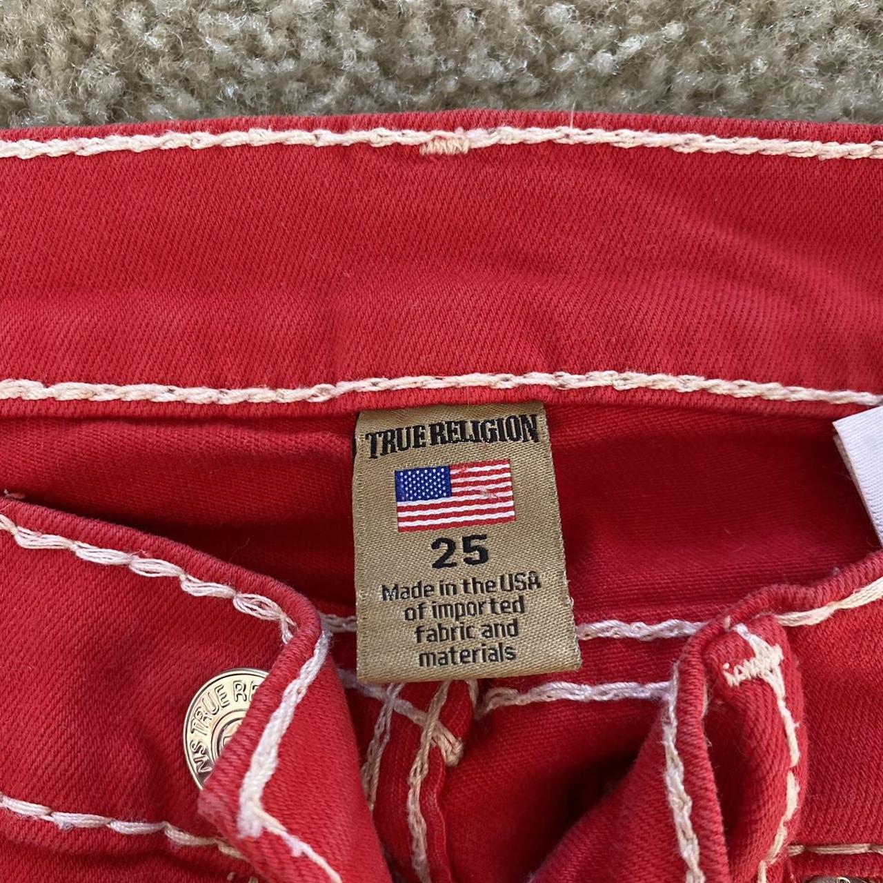CRAZY TRUE RELIGION BLOOD RED JEANS STRAIGHT FIT - Depop