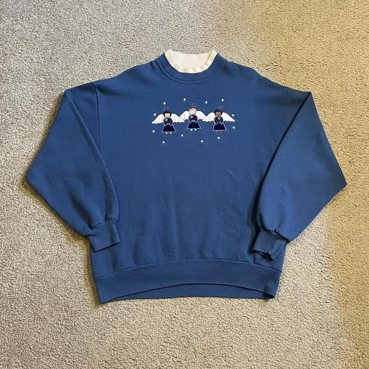 Top Stitch Men's Blue and White Jumper | Depop