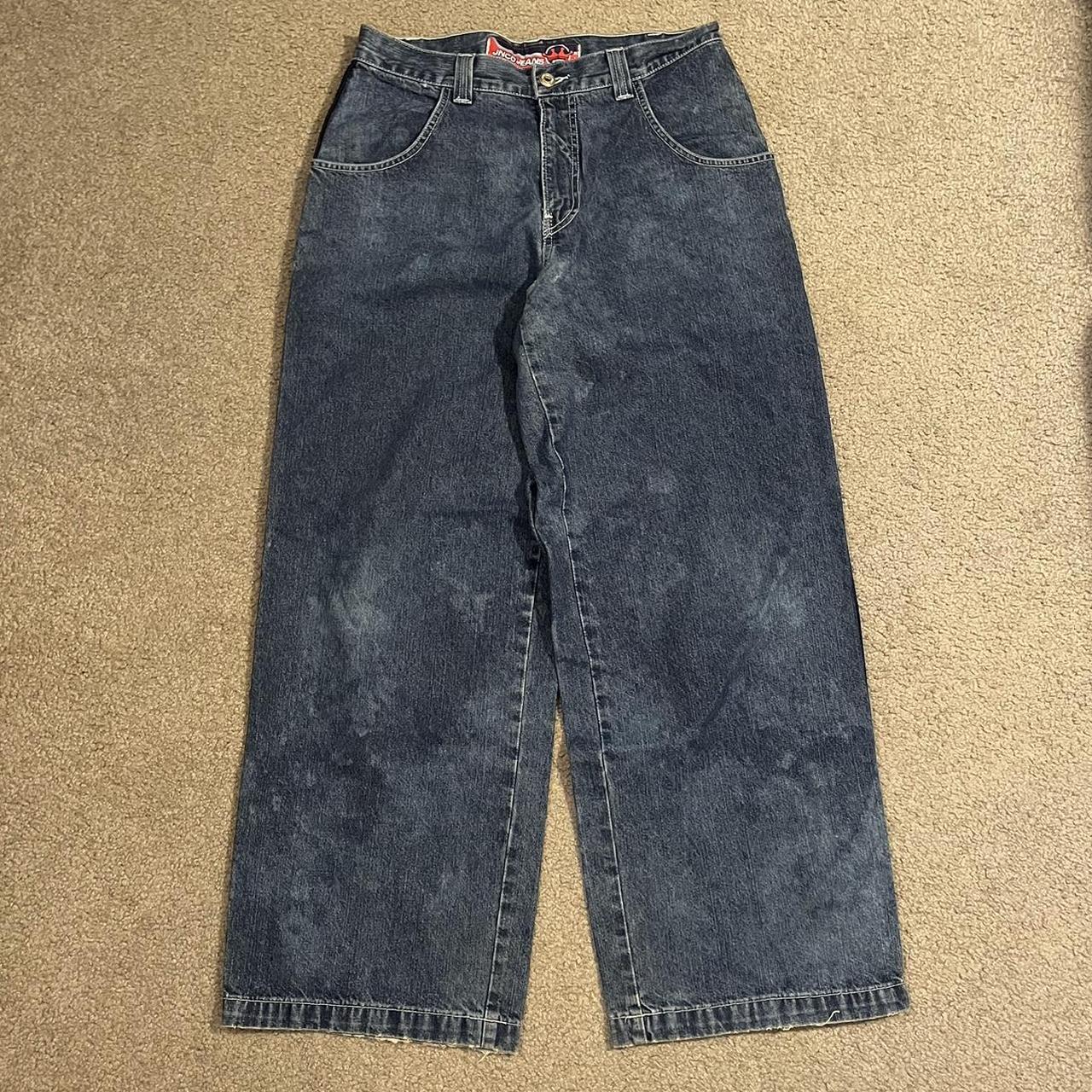 JNCO Men's Blue and White Jeans | Depop