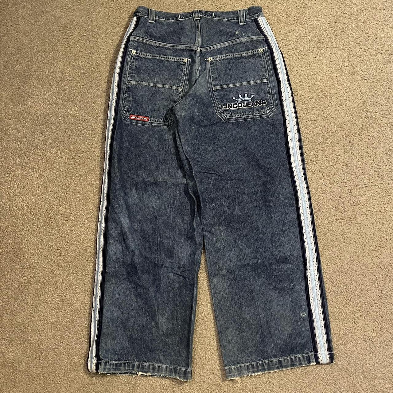 JNCO Men's Blue and White Jeans | Depop