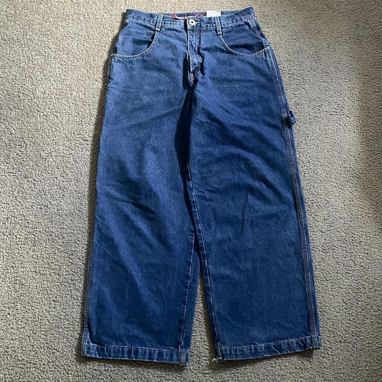 JNCO Men's Blue and White Jeans | Depop