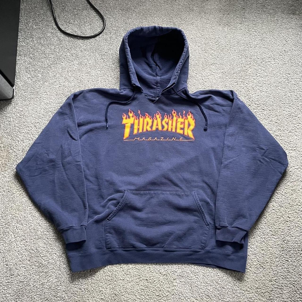 Dark blue sale thrasher hoodie