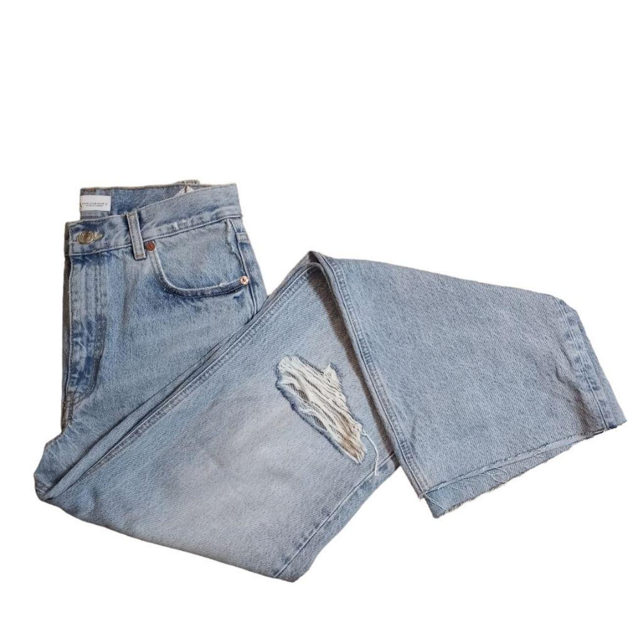 Zara Hi Rise Full Length Ripped Jeans Wide Leg Size... Depop