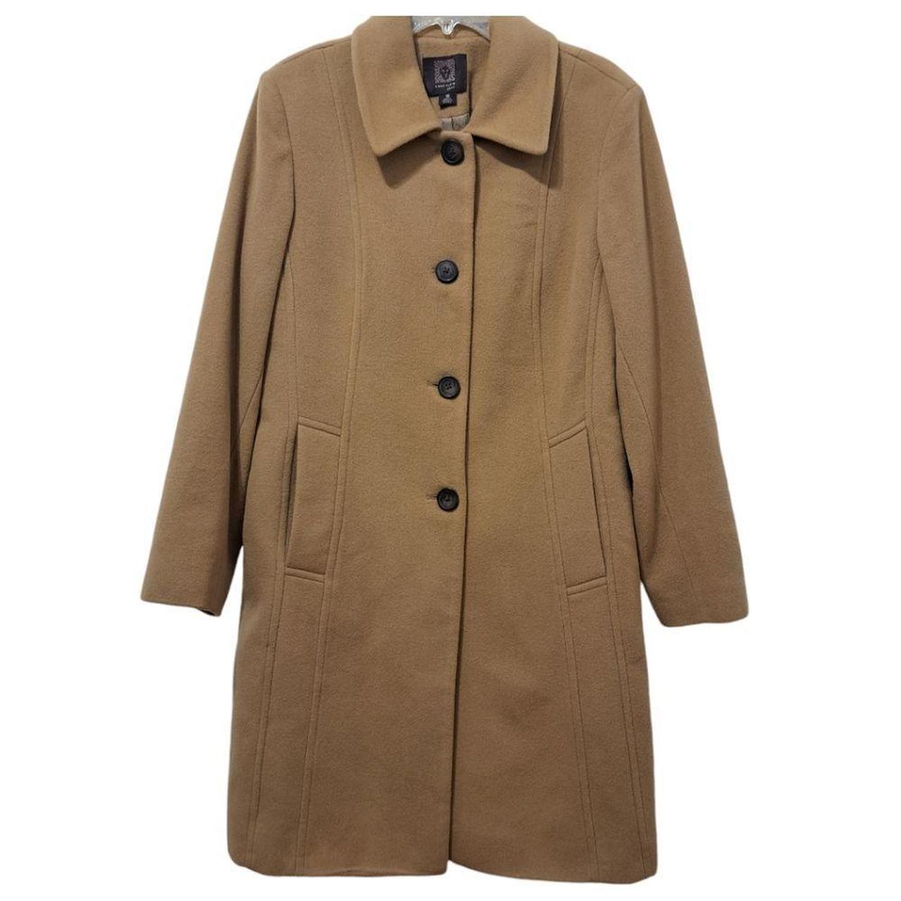 Anne klein single breasted wool coat camel best sale