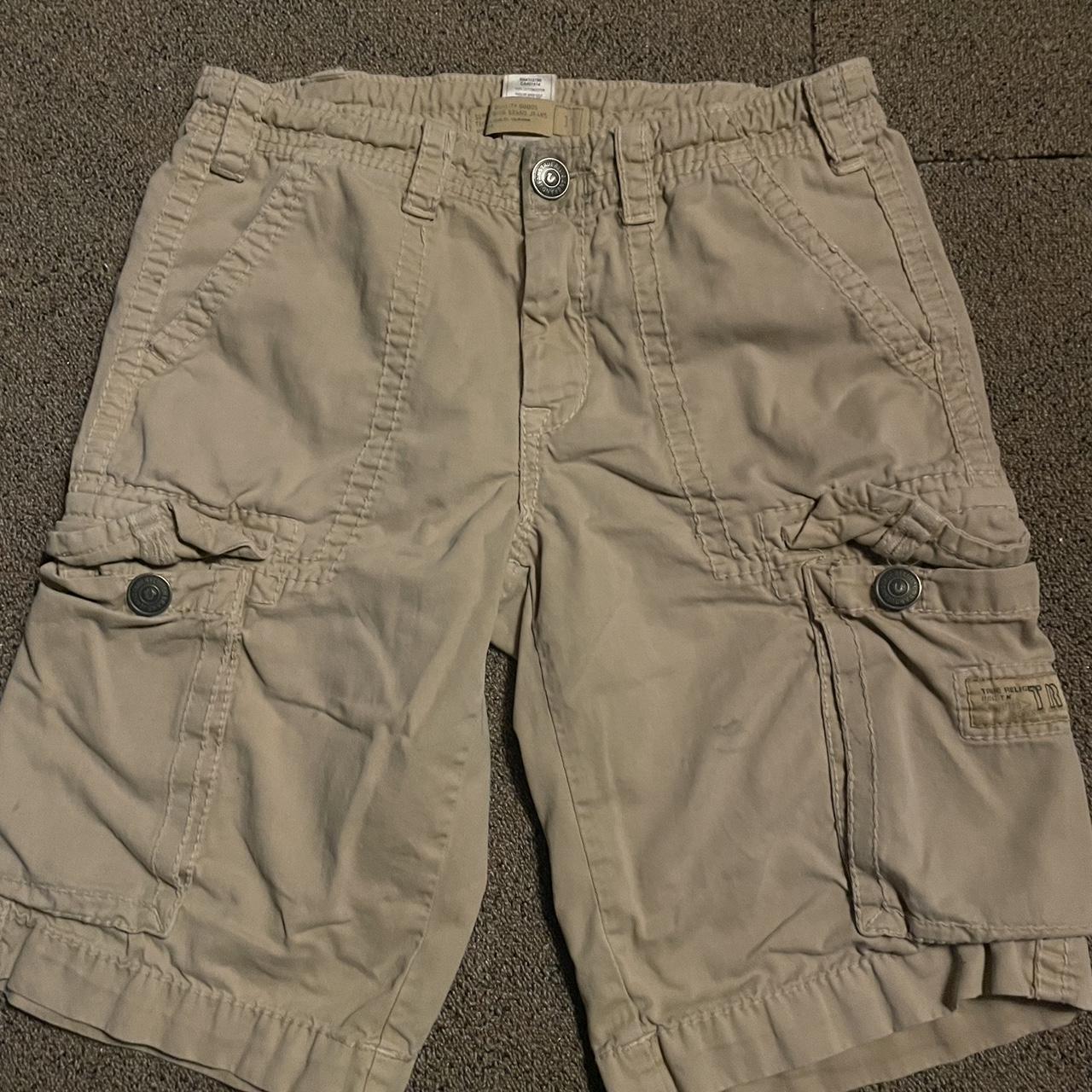 true religion cargo shorts size 31 decent condition - Depop
