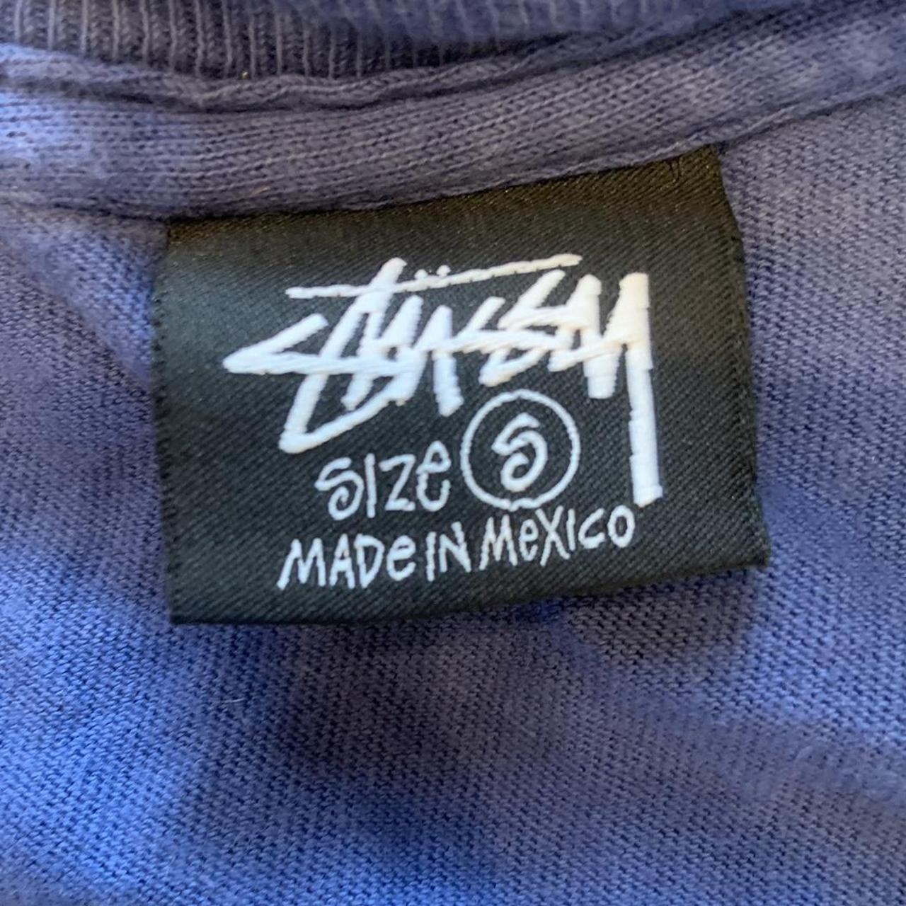 Stussy Flame T-shirt Sz-S 18.5” 24.5” Blue No... - Depop