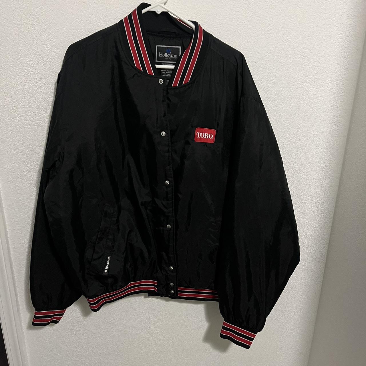 Black varsity jacket good material has inside pocket - Depop