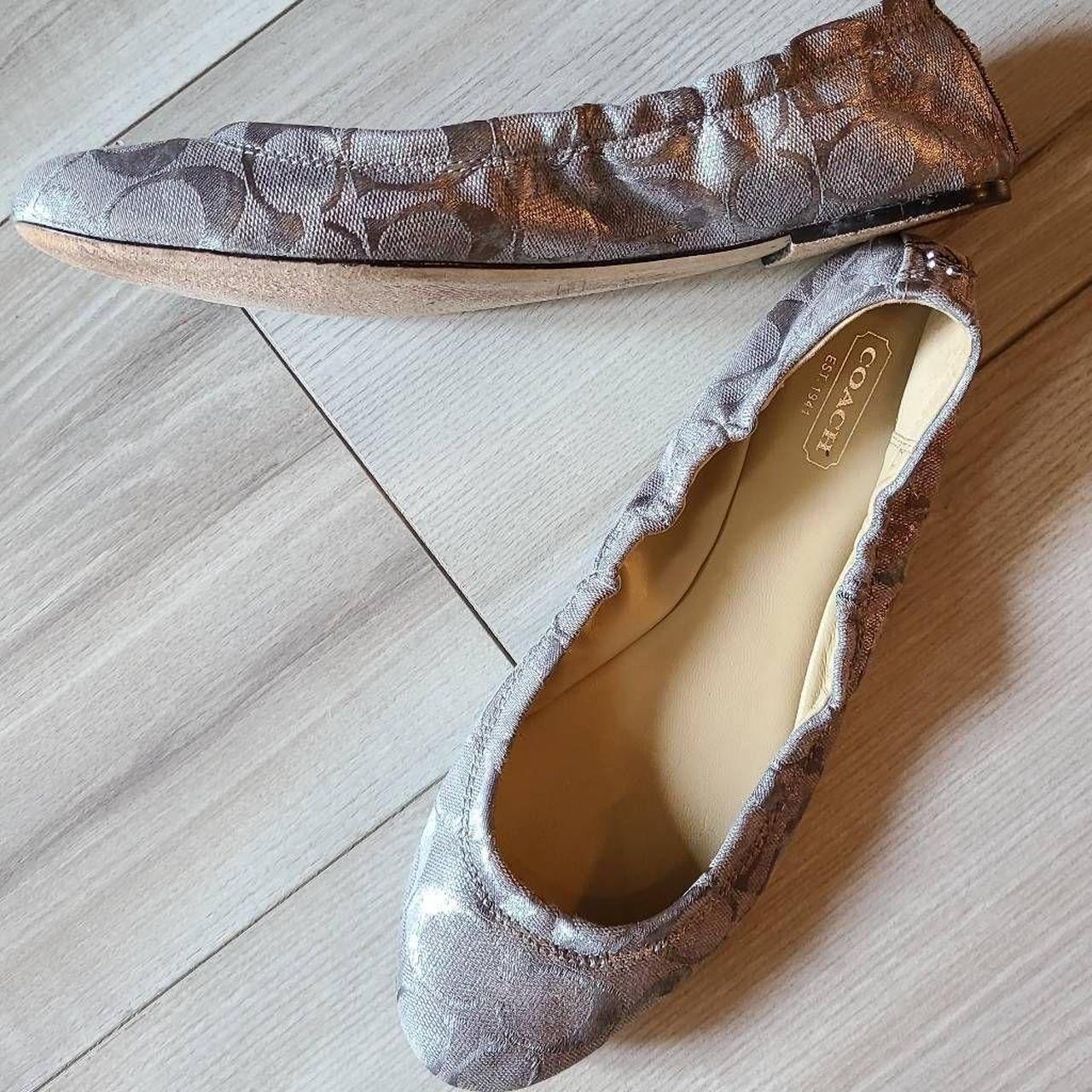 Coach clearance silver flats