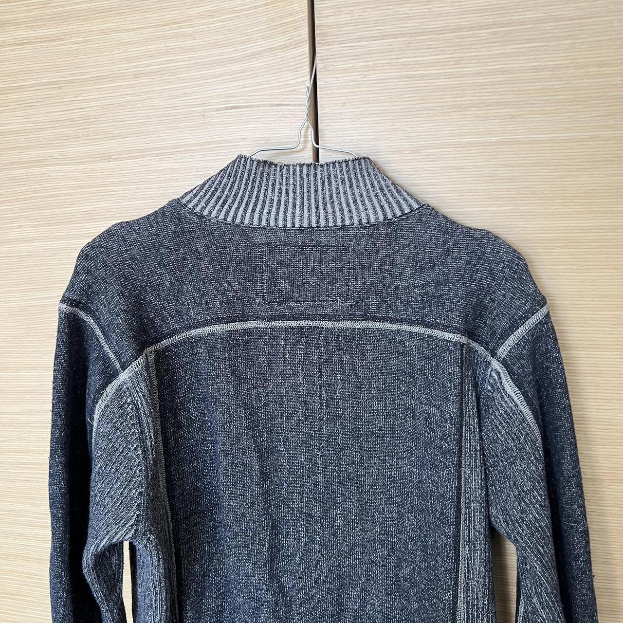 two tone knitted jacket faded grey and black,... - Depop