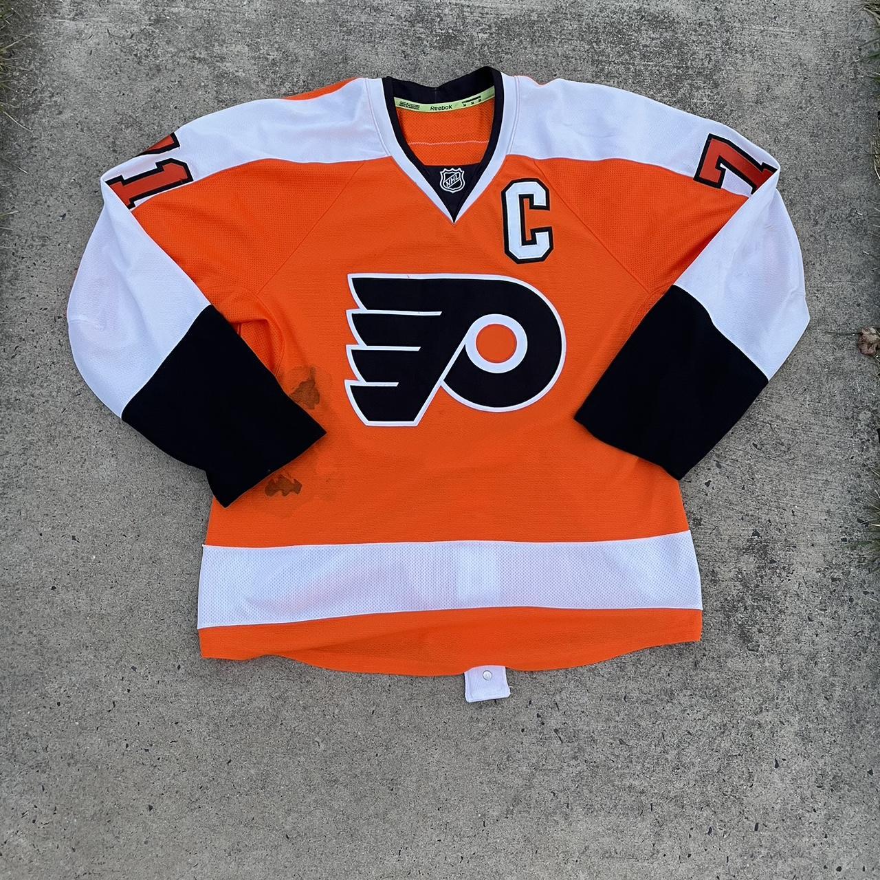 NHL Men's Orange and White Top | Depop