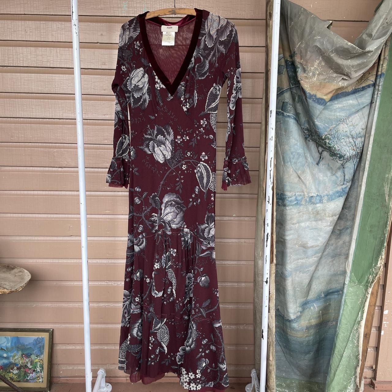 Designer Fuzzi mesh floral dress Size large, very... - Depop