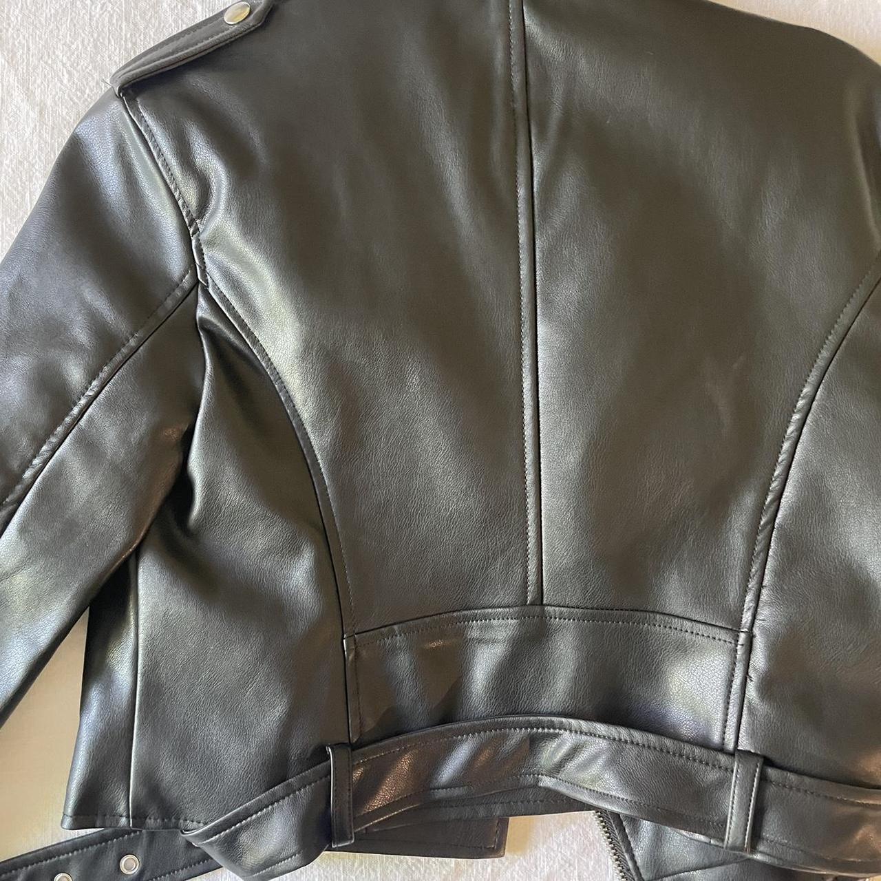 Forever21 Faux Leather Jacket Cropped - Medium ; cat... - Depop