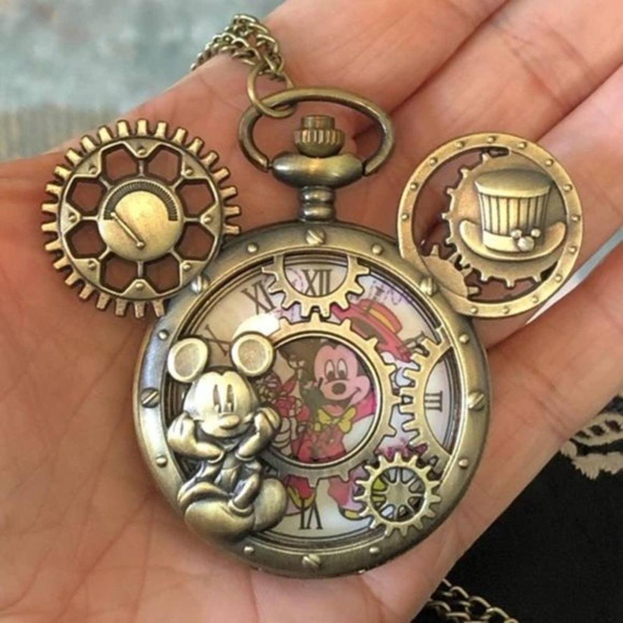 Gold mickey mouse pocket watch hot sale