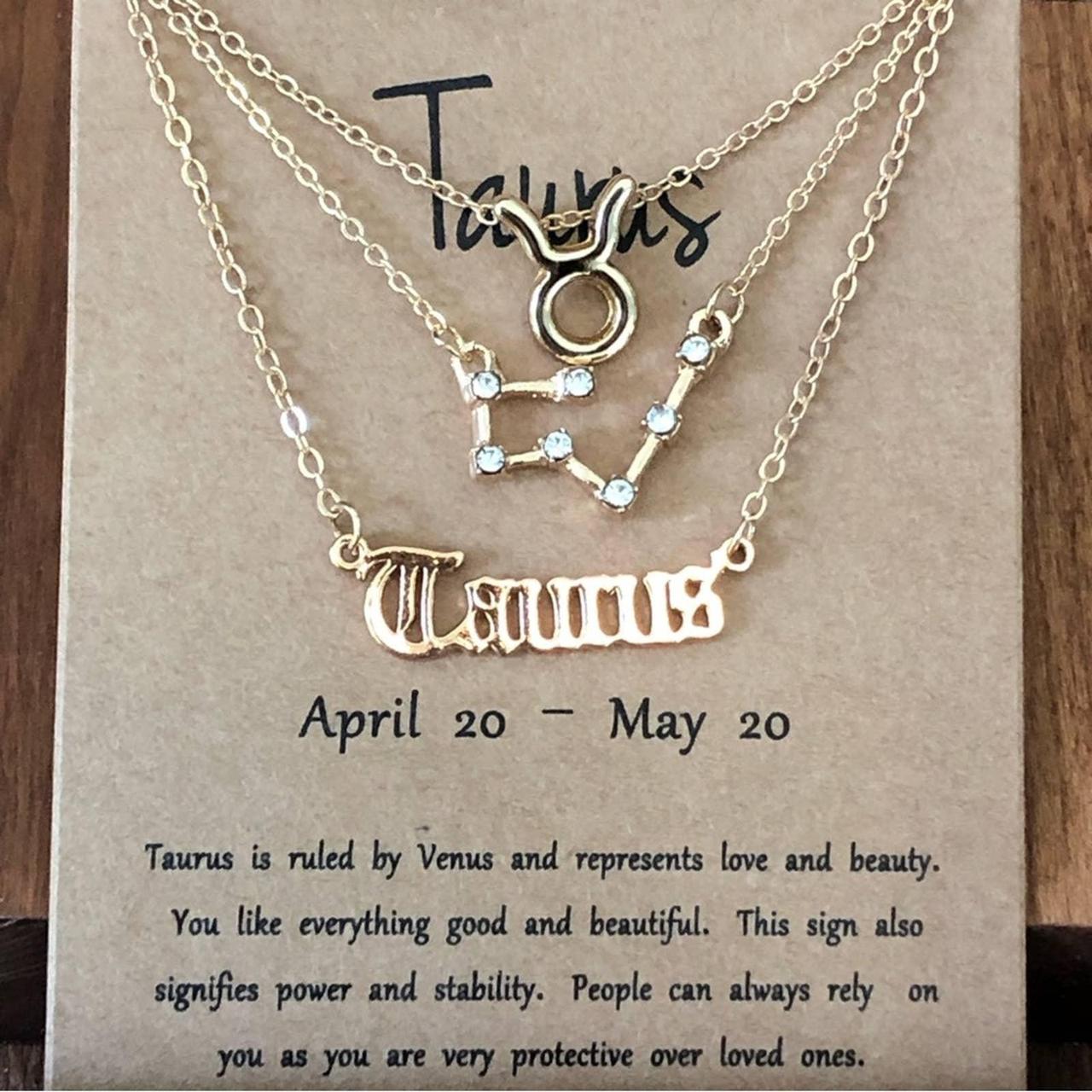 Taurus Horoscope 3 Gold Tone Stone Faux Zodiac Depop