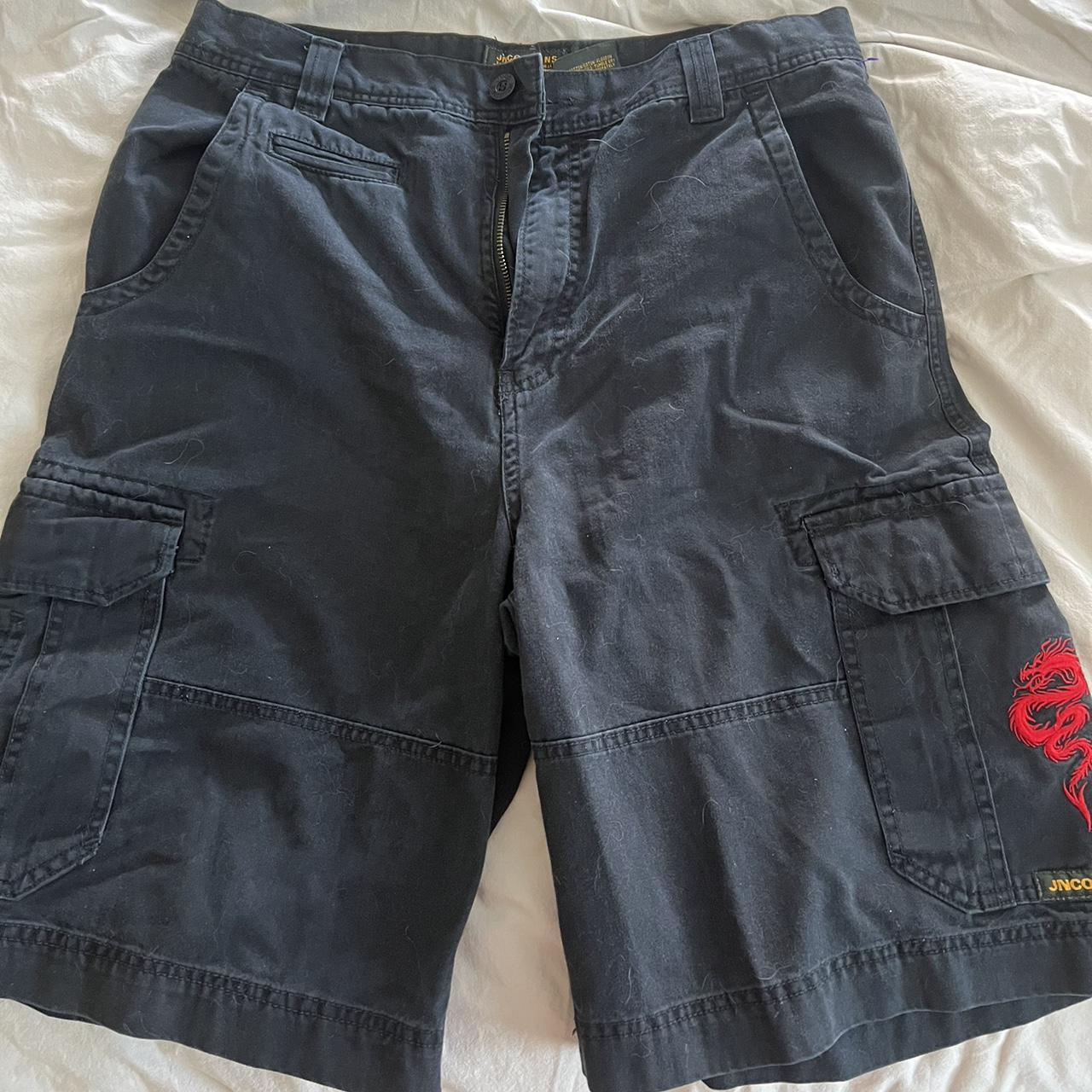 jnco jean jorts with snake! no exact sizing but... - Depop