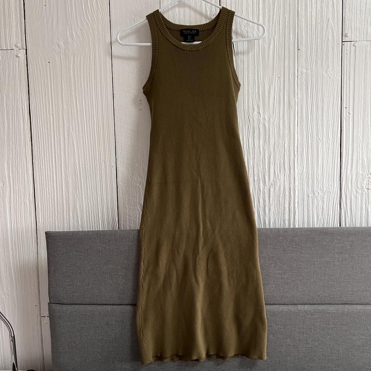 Ribbed dress by Rachel Zoe Racer back Olive green /... - Depop