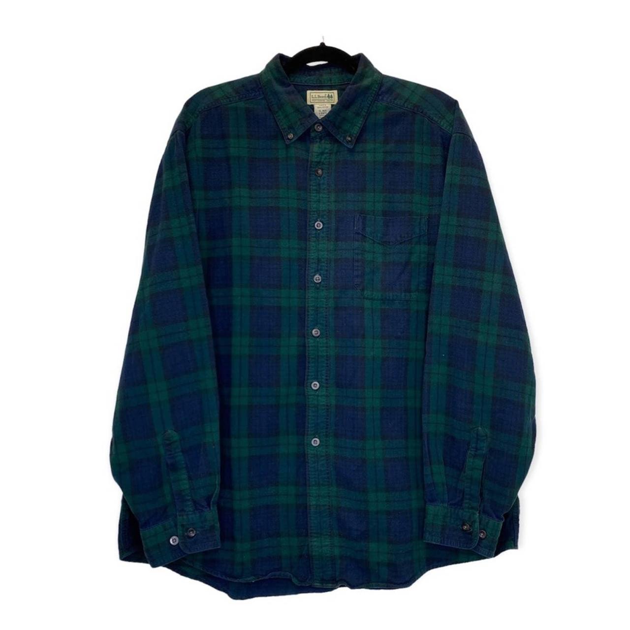 L.L.Bean Men's Blue and Green Shirt | Depop