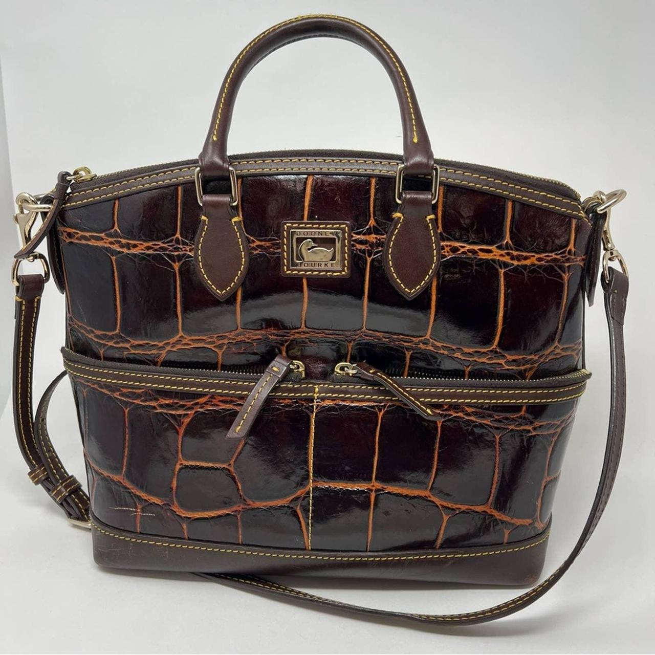 Dooney & Bourke Chocolate Brown Croc Embossed deals Leather hand Bag