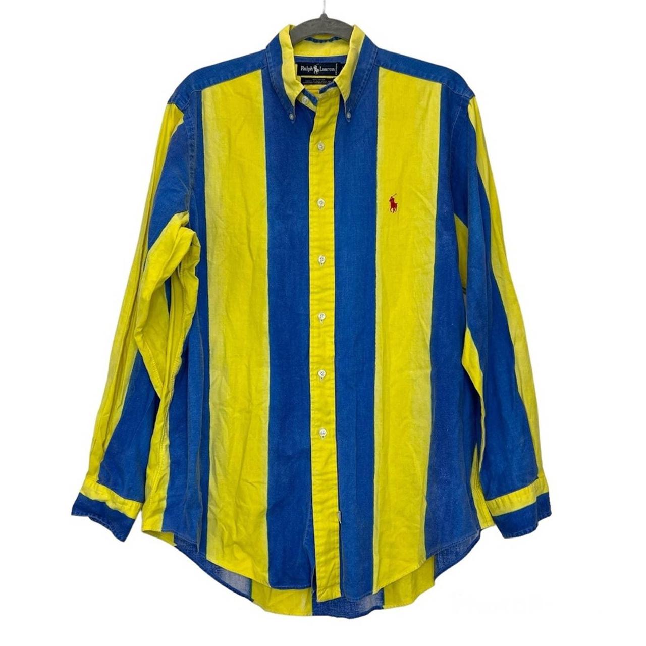 Blue and yellow tommy best sale hilfiger shirt