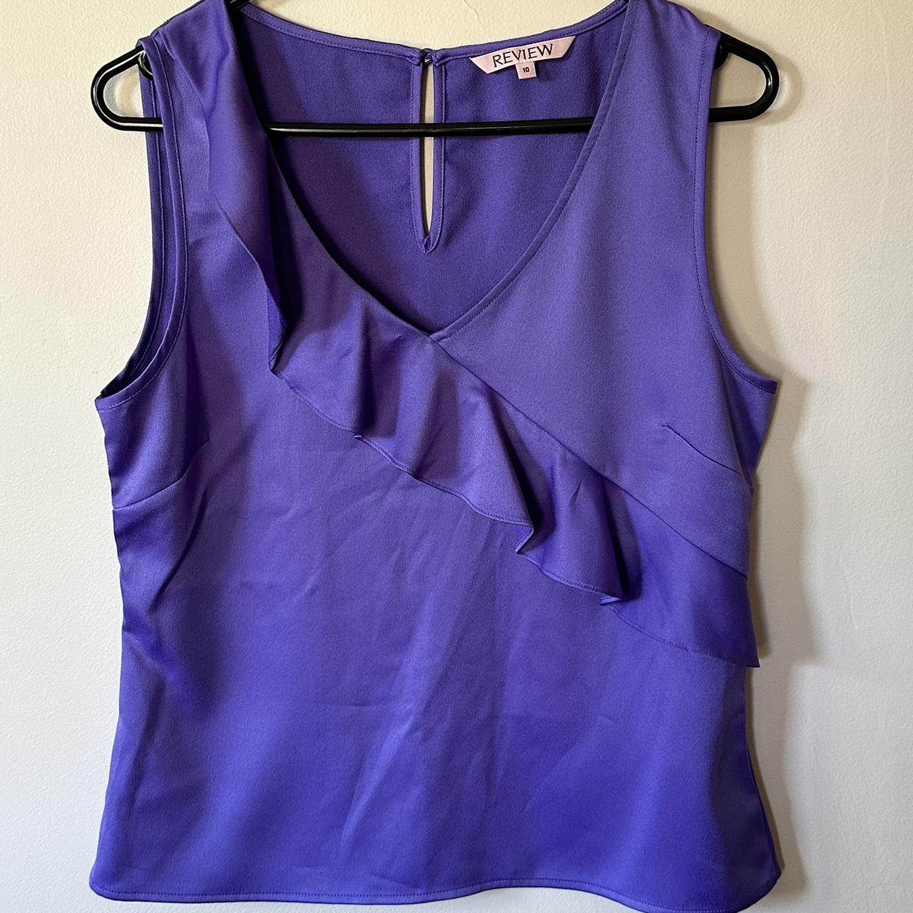 Review, Purple Top with ruffle on front, sleeveless,... - Depop