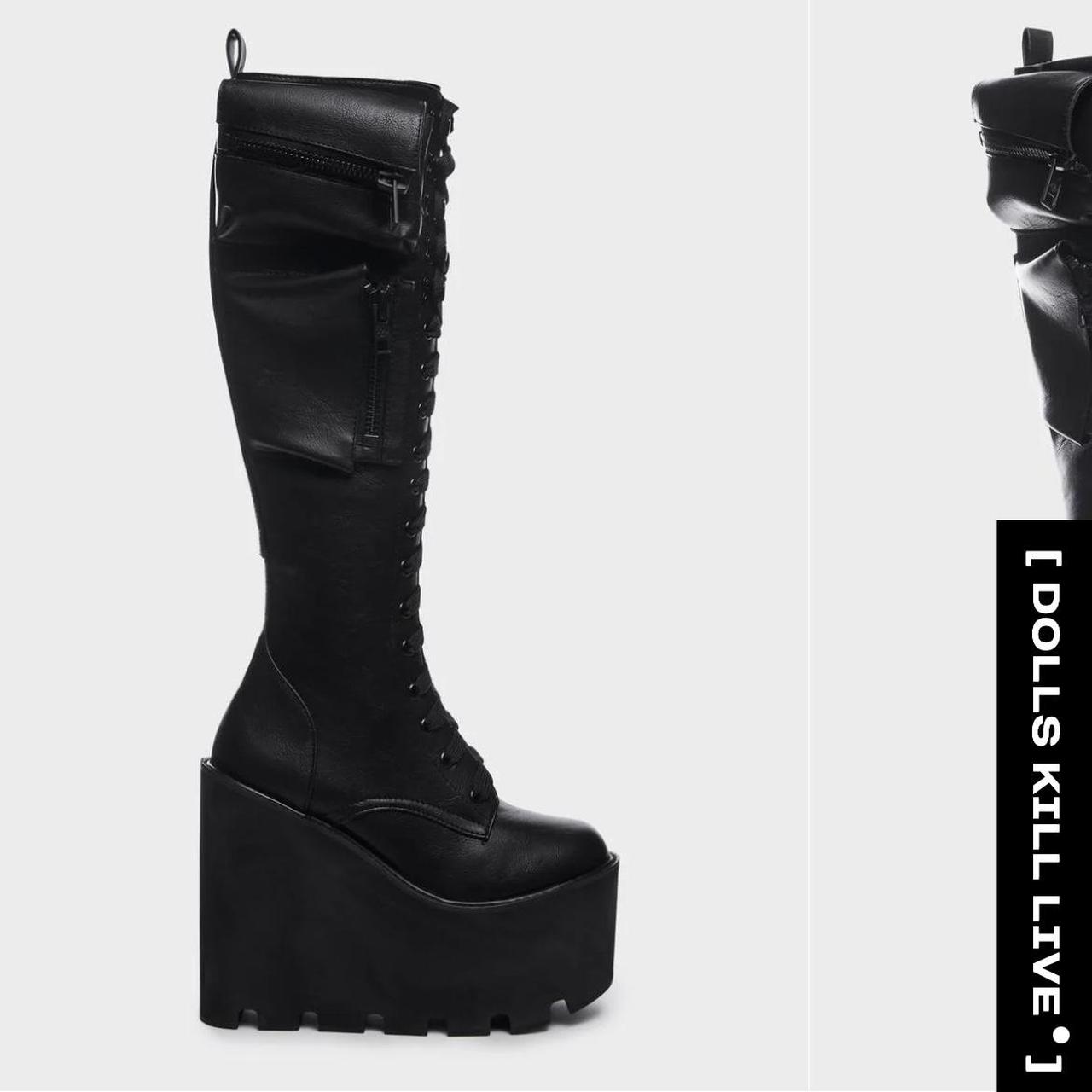 Obsidian black platform boots from DOLLS kill Never... Depop