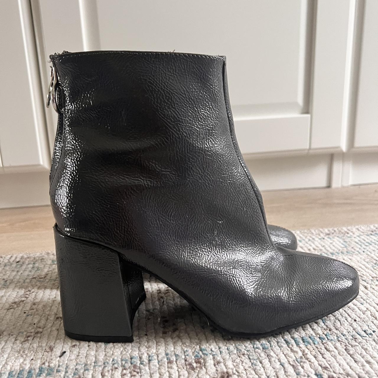 Primark grey patent boot size 5 Worn once or twice - Depop