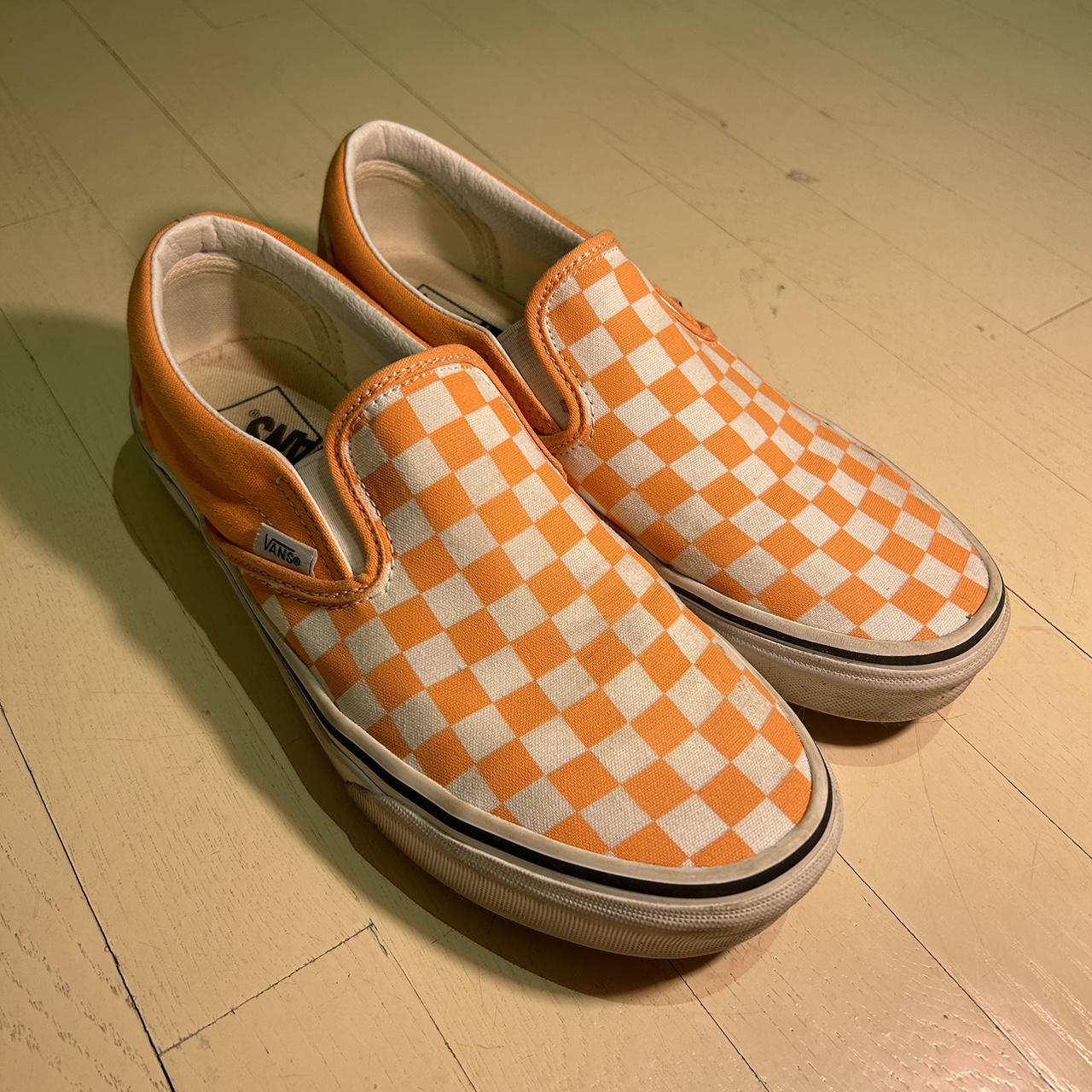 Orange store checkered vans