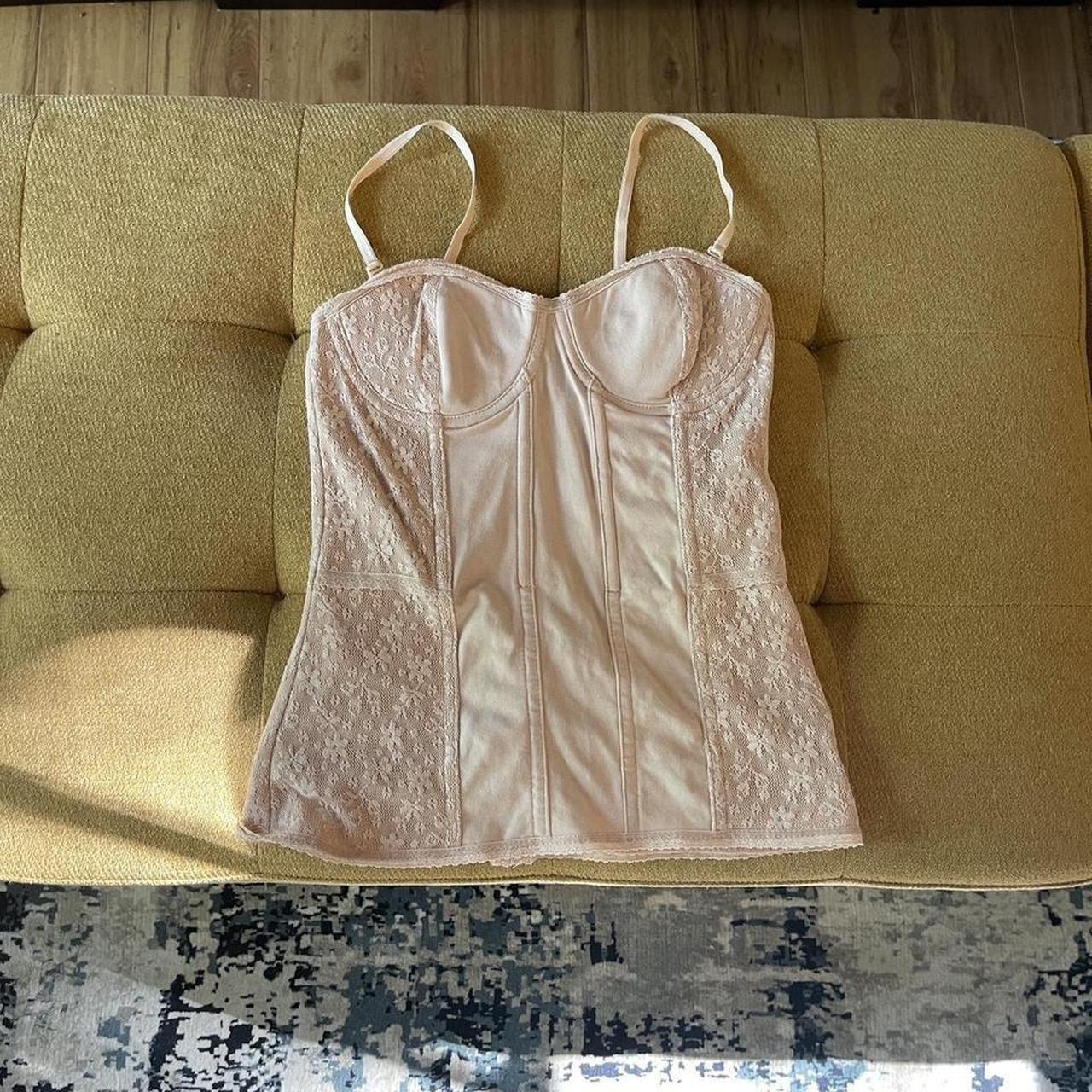 Y2k h&m nude lace bodice corset bustier Bought in a - Depop