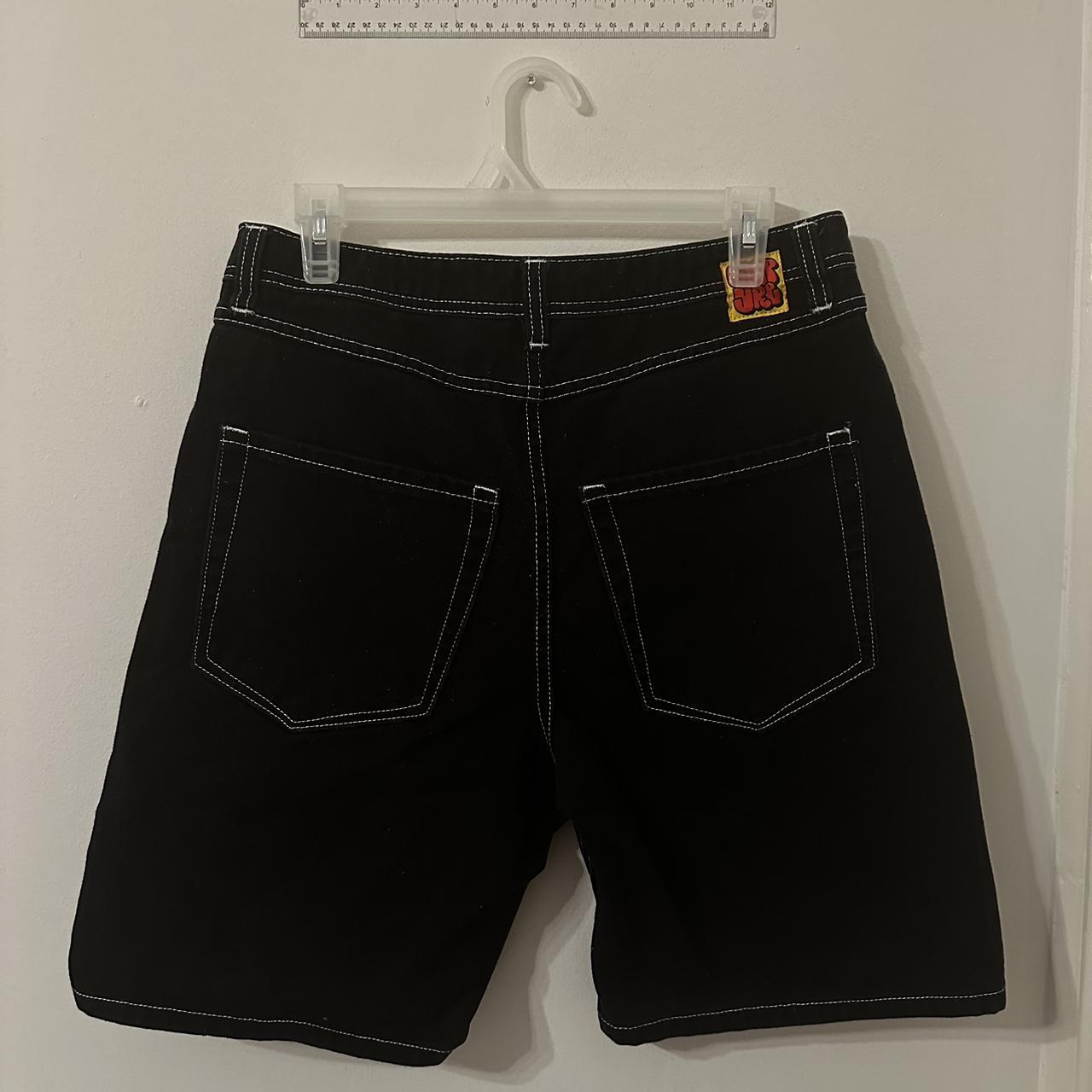 Black Eempyre Jorts With White Stitching Size 30 20 Depop