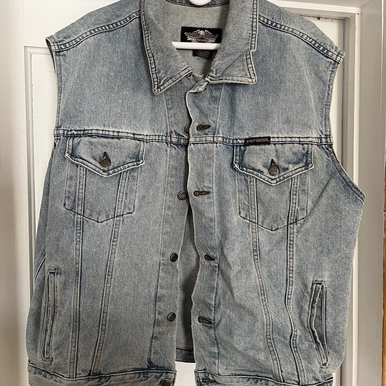 Vintage Harley Davidson denim riding vest This one... Depop