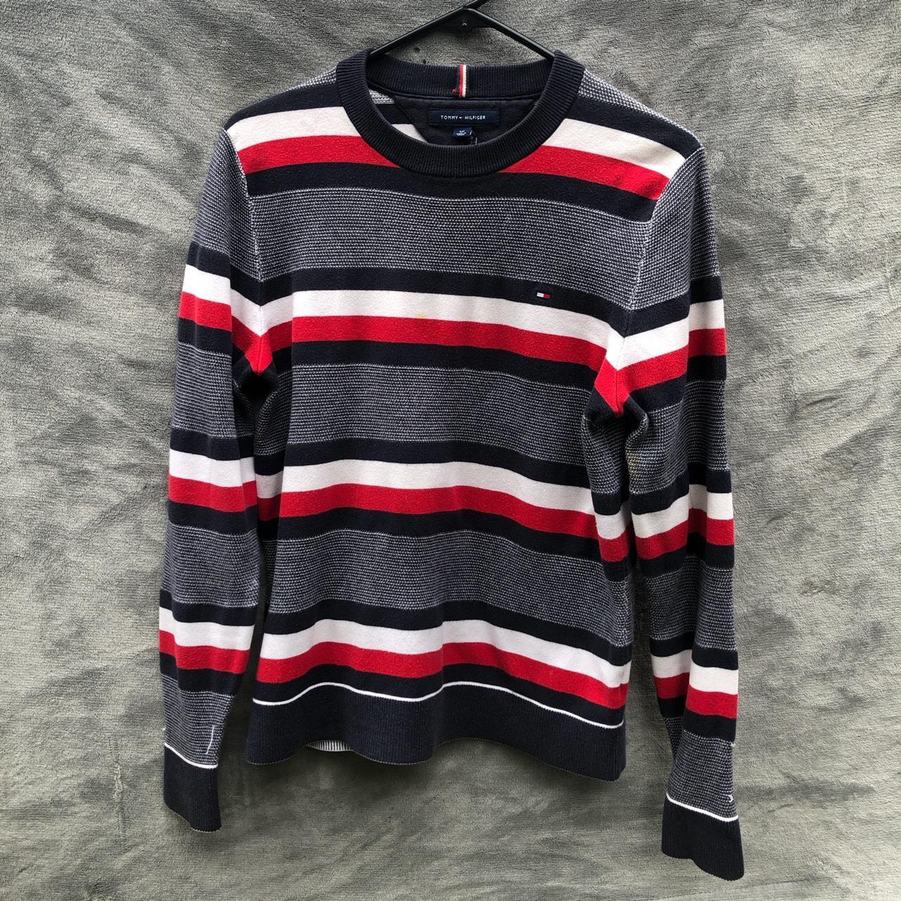 Tommy Hilfiger Stripped Monotype Sweatshirt All... - Depop