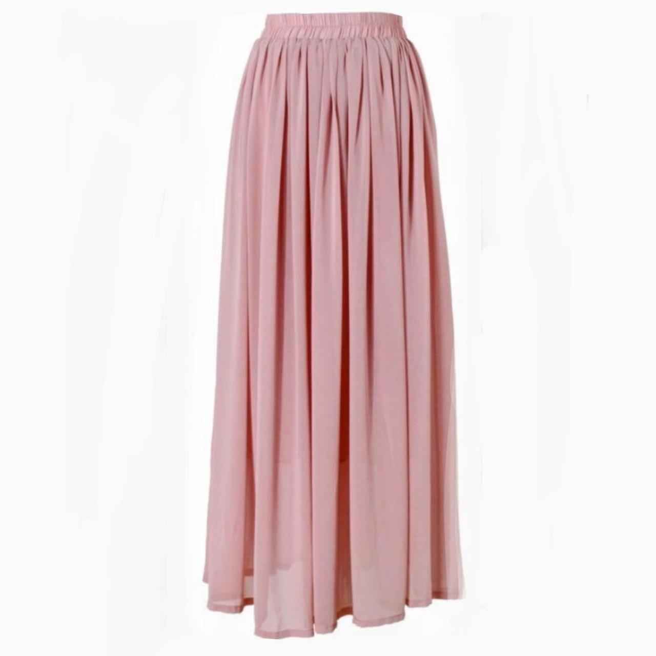 Flowy pink maxi skirt from Chicwish. Lined (until... - Depop