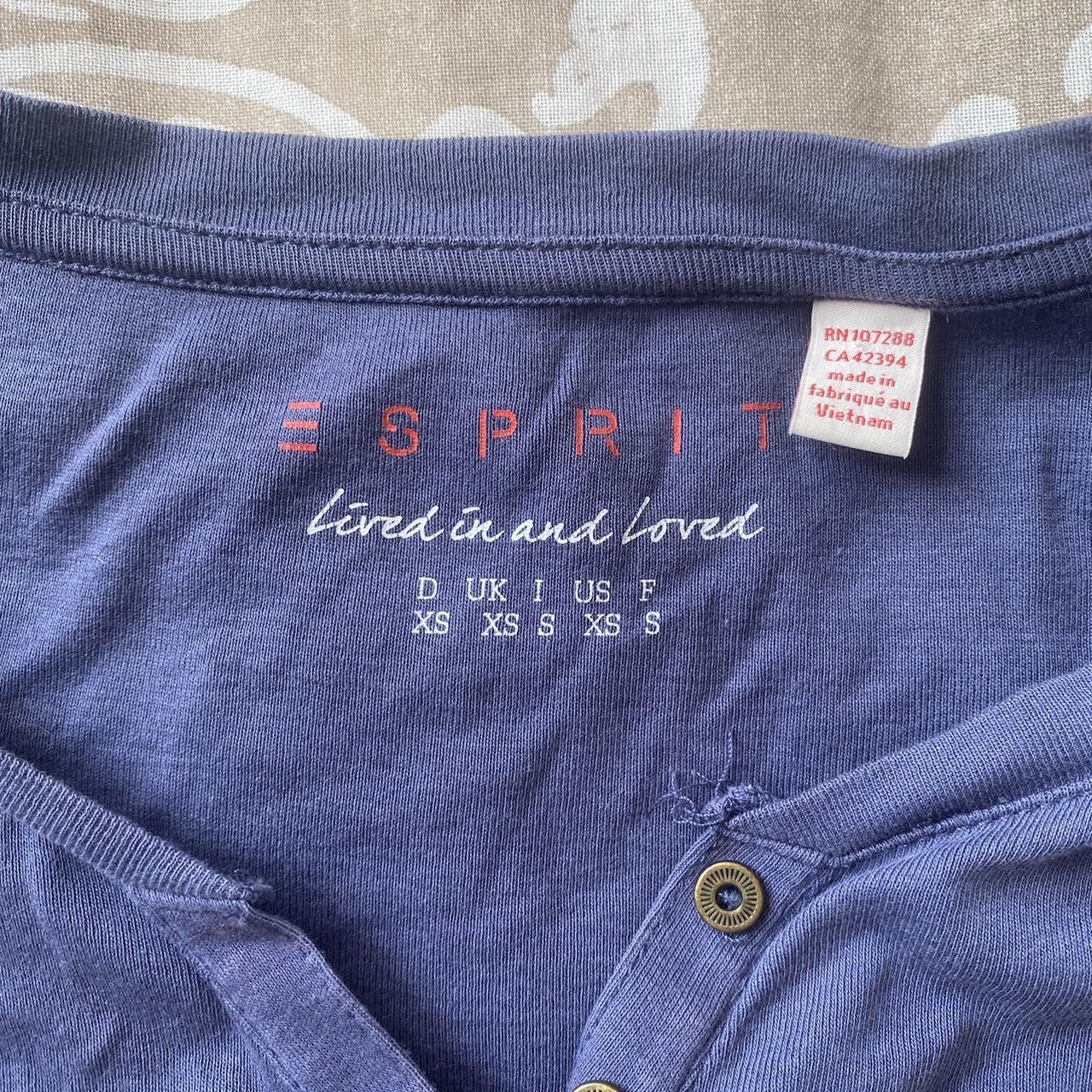 esprit 2000s navy henley long sleeve pocket on the... - Depop