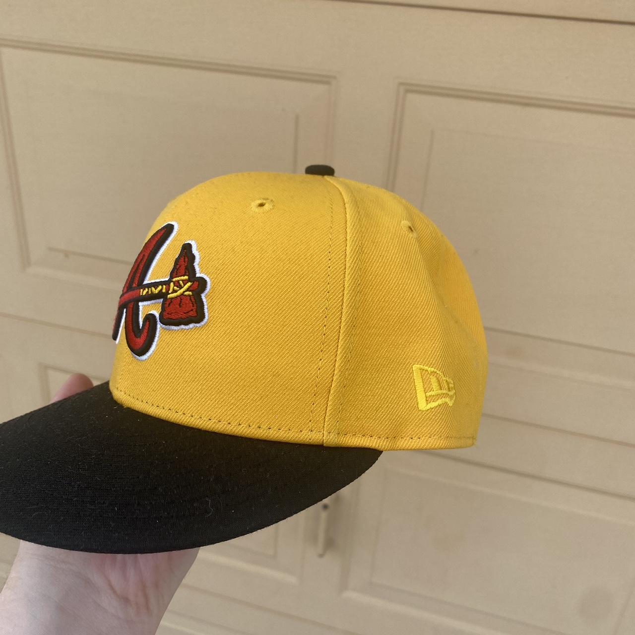 Atlanta Braves Fitted Hat Size 7 1/4 Two Tone Brown - Depop