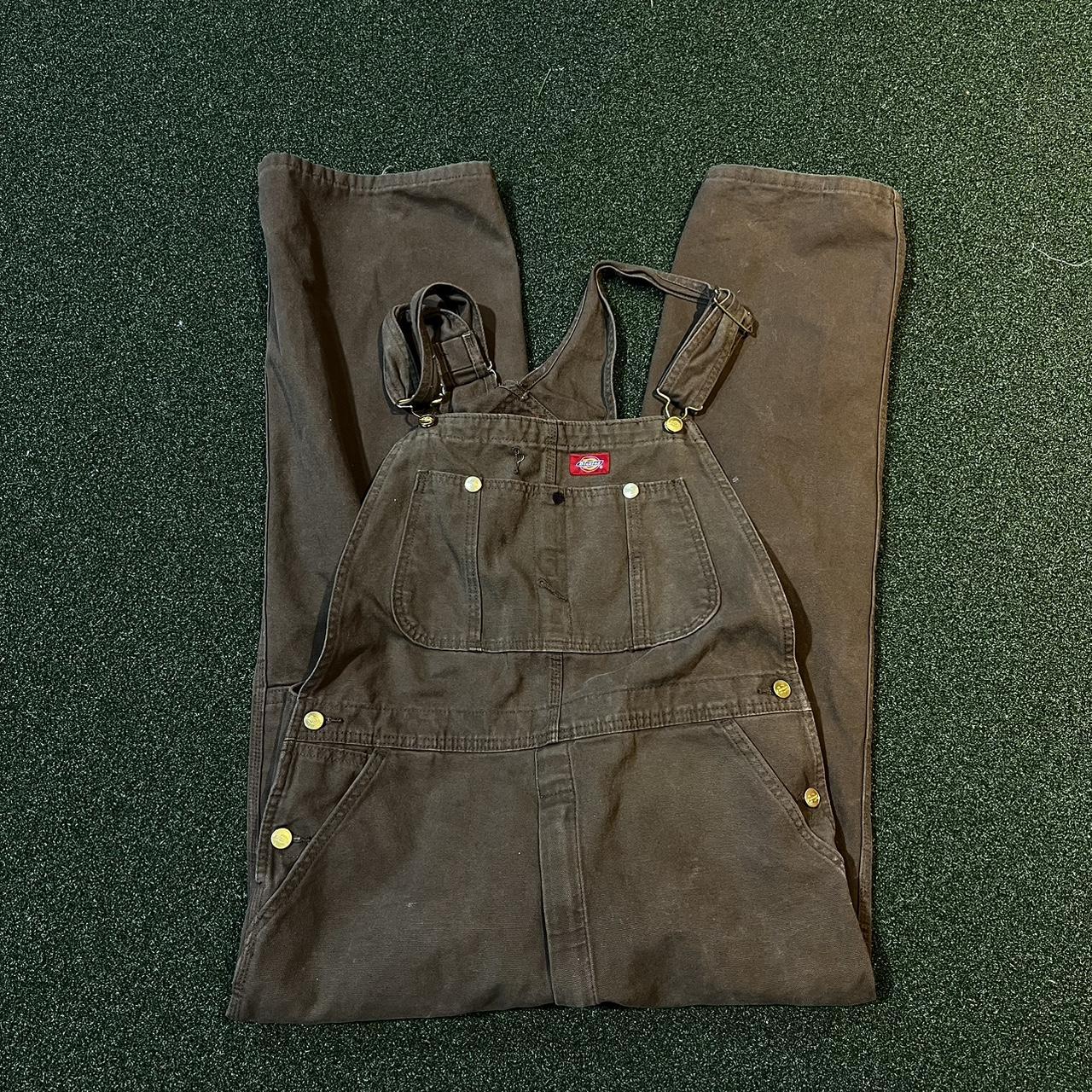 Brown dickies overalls, 34x30, minor wear and tear... Depop