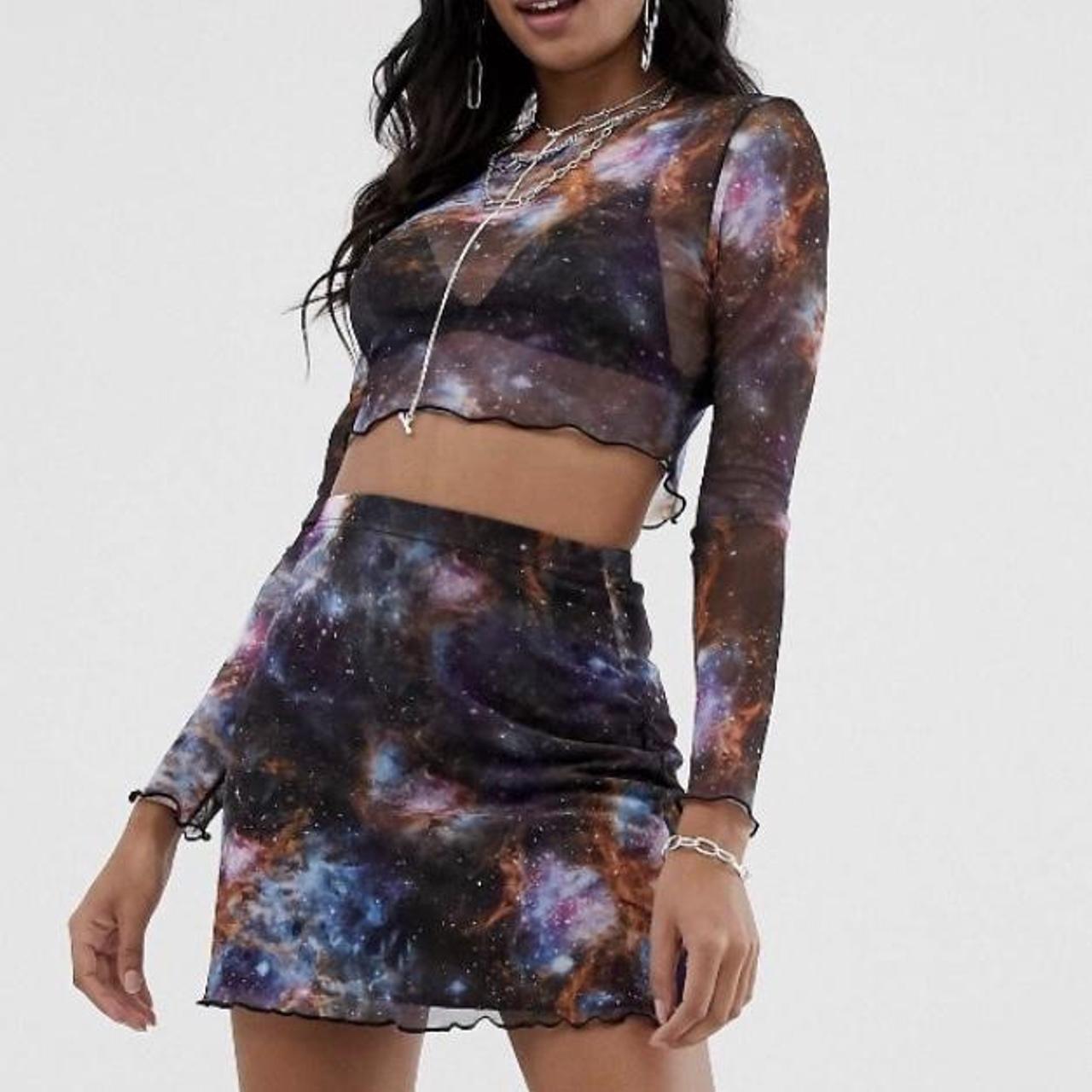 ASOS Cosmic Galaxy Mesh Long Sleeve crop to and. Depop