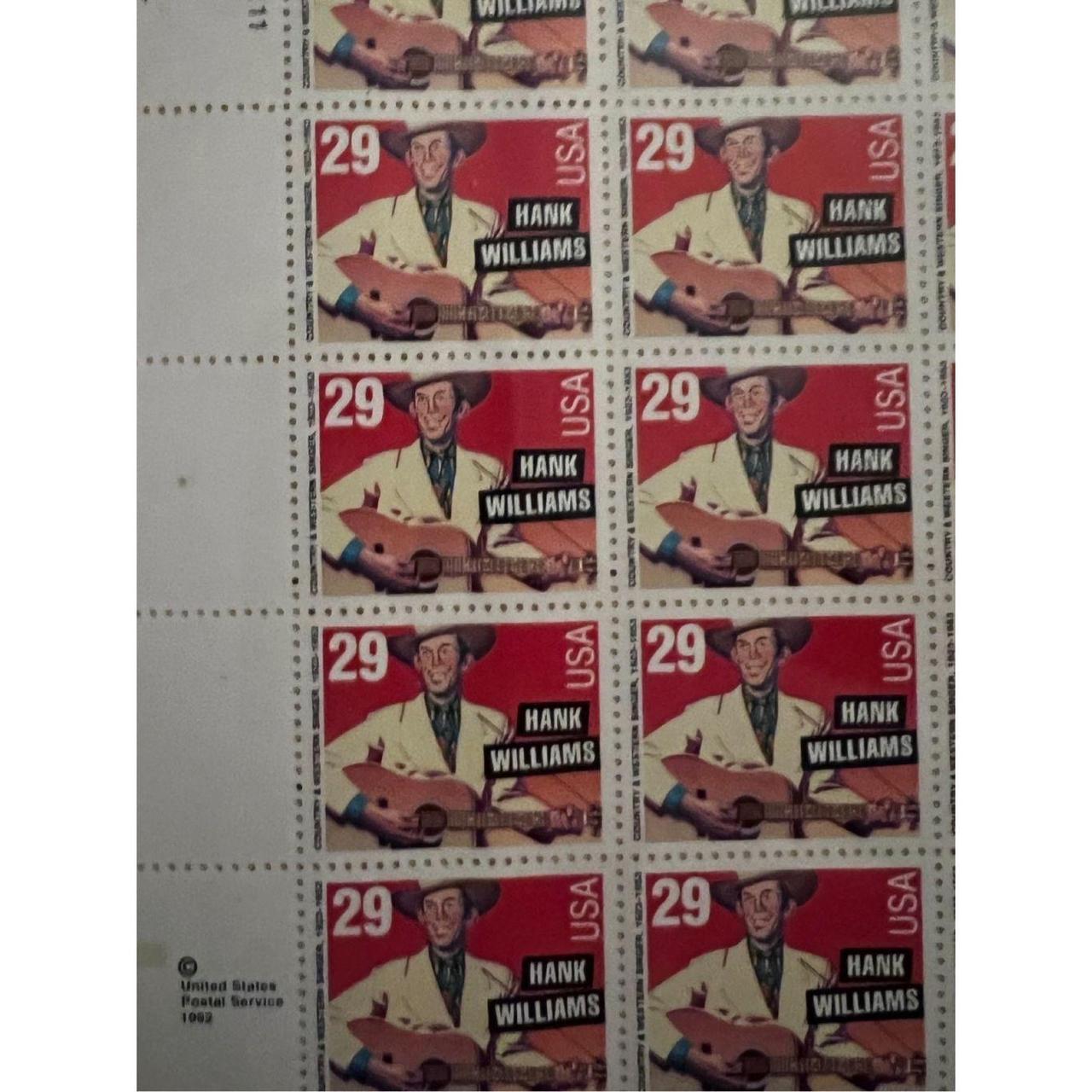 UNUSED Sheet of 40 Hank Williams 29c Stamps Each Depop