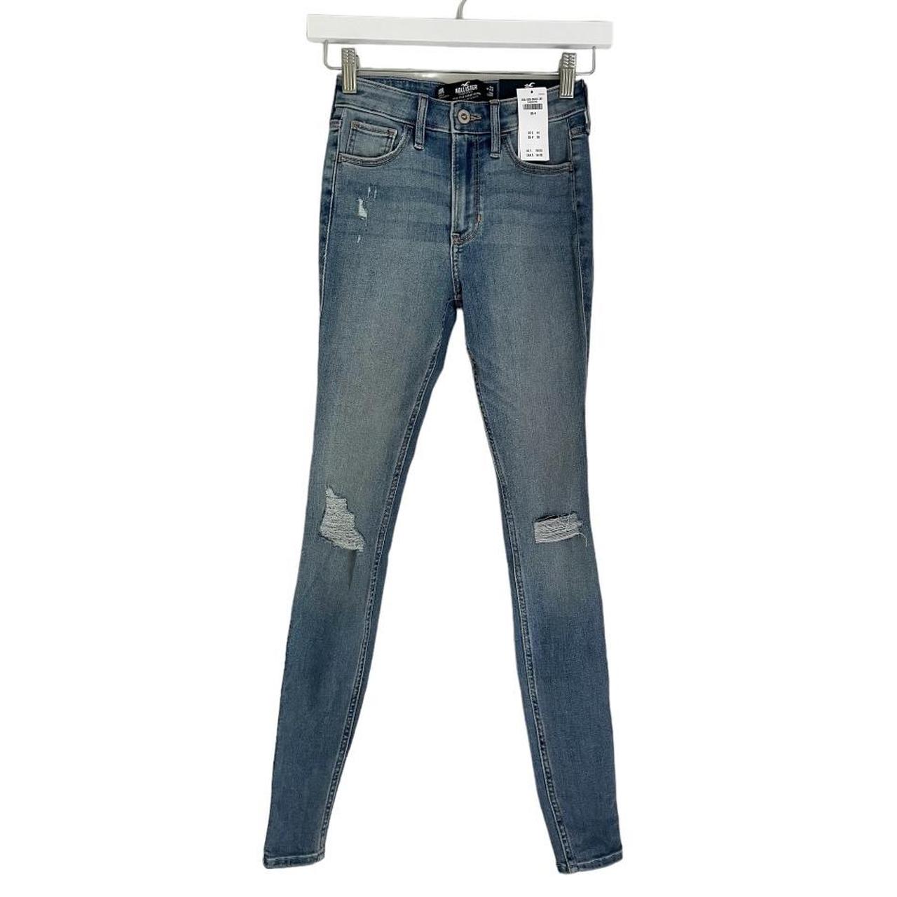 Hollister Jeans Womens 00 High Rise Crop Super Skinny Blue Denim Distressed