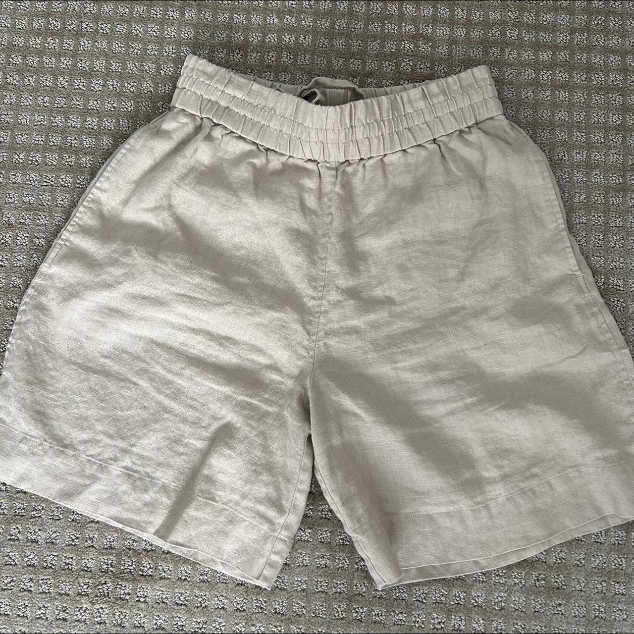 Tan COS linen shorts. Super soft and comfortable... - Depop