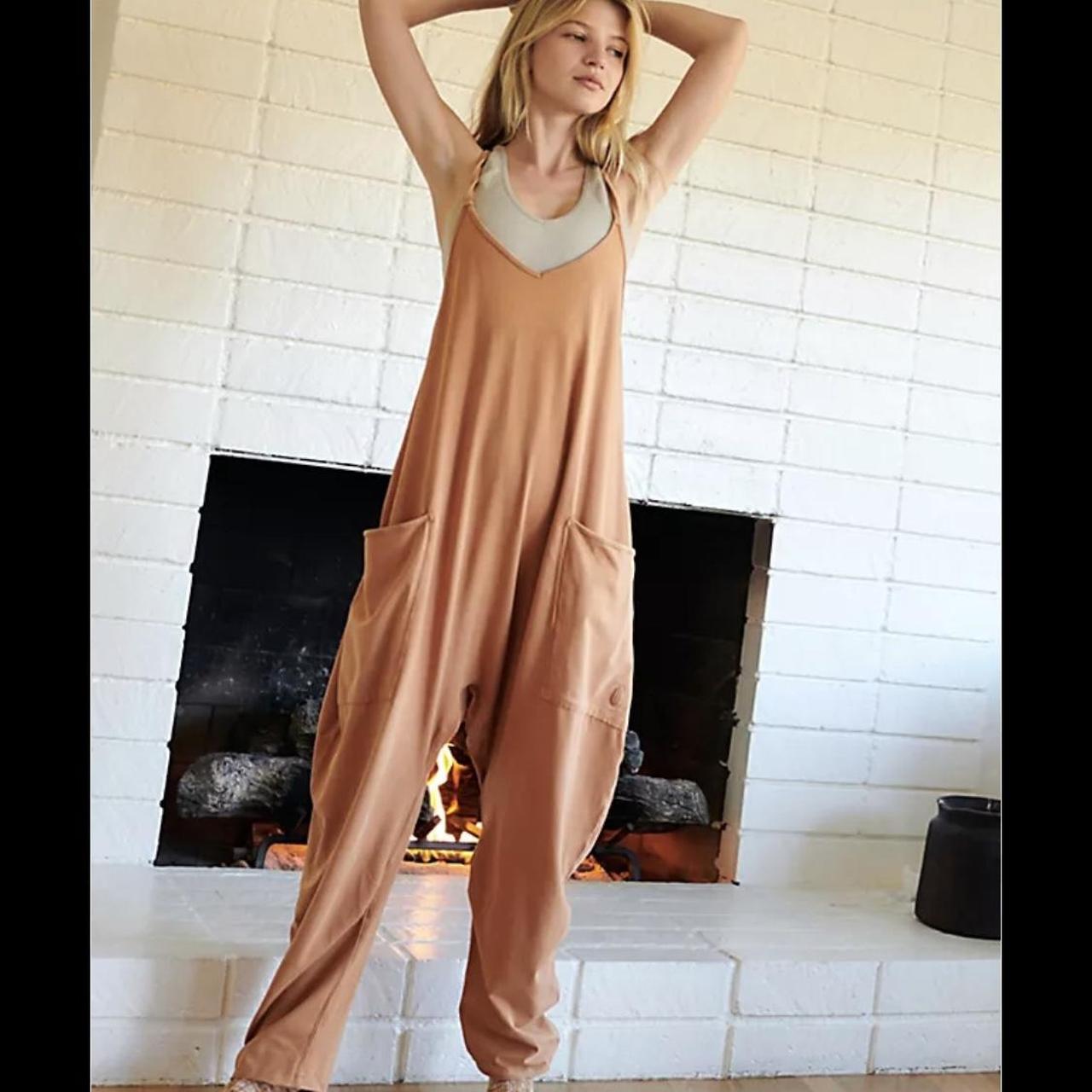 Free People Women's Tan Jumpsuit Depop