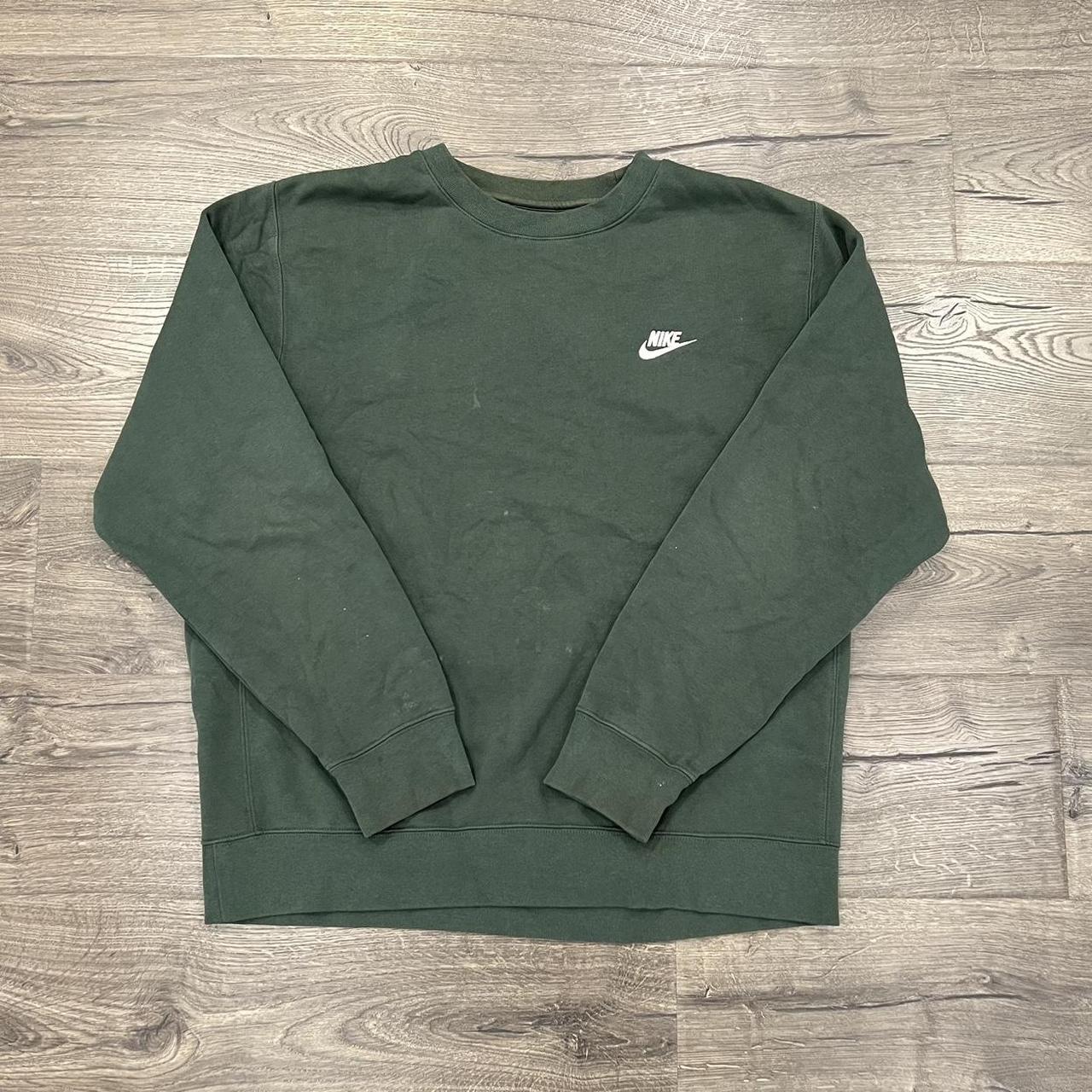 Basic Blank Olive Green Nike Crewneck Condition is... - Depop