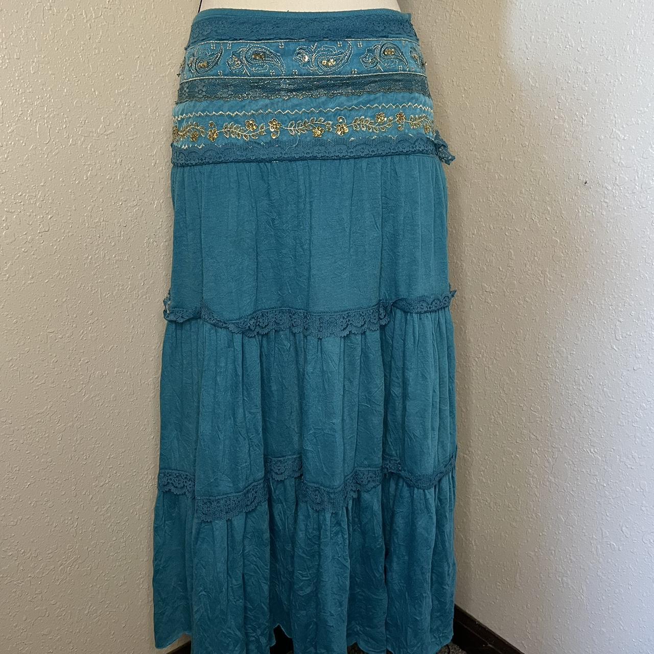 Women's Blue and Gold Skirt | Depop