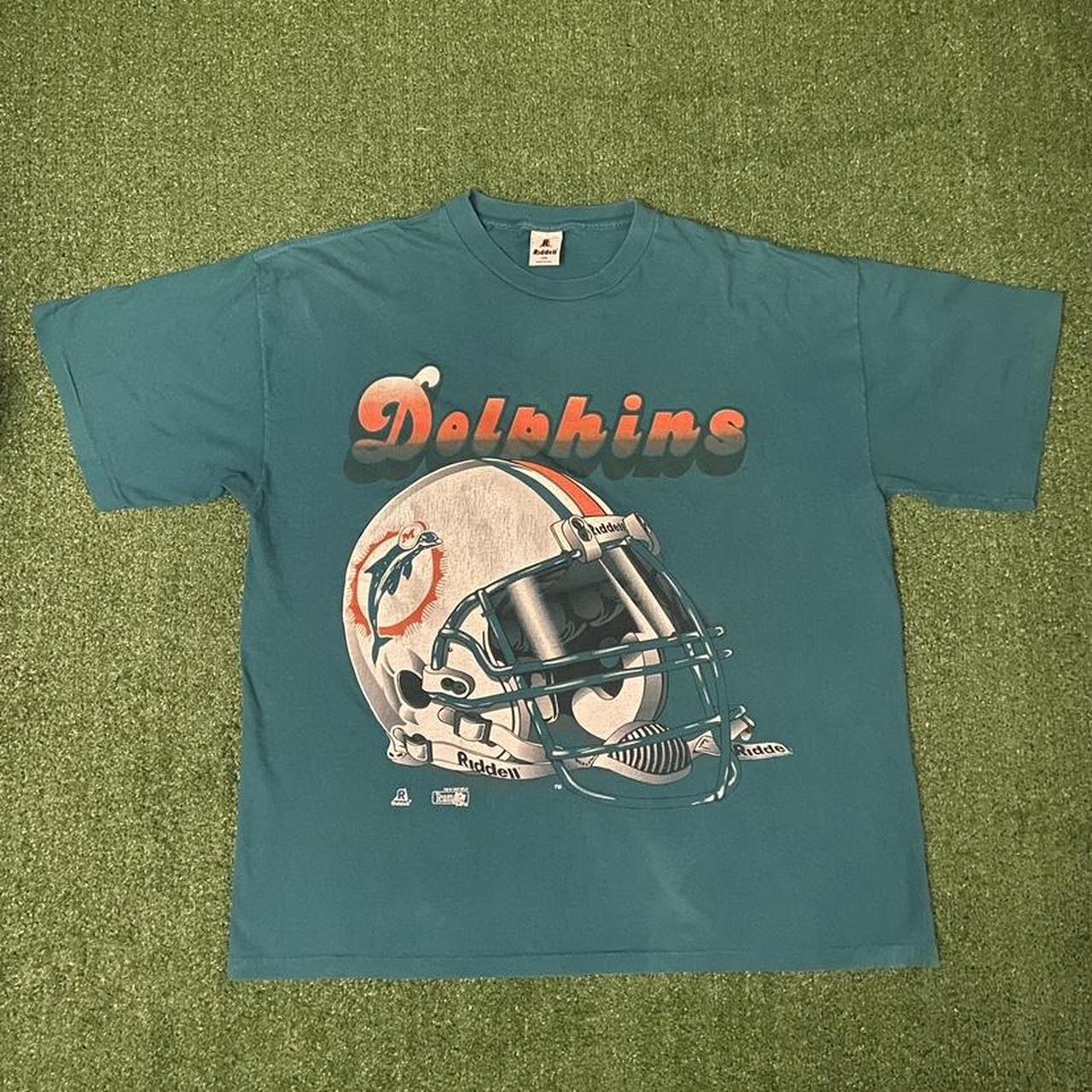 Vintage 90's Miami Dolphins Football Teal T Shirt Size XL 