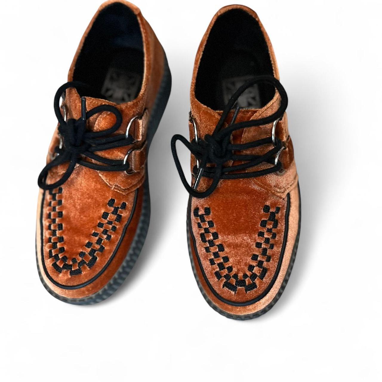 Orange suede velvet lace-up creepers Depop