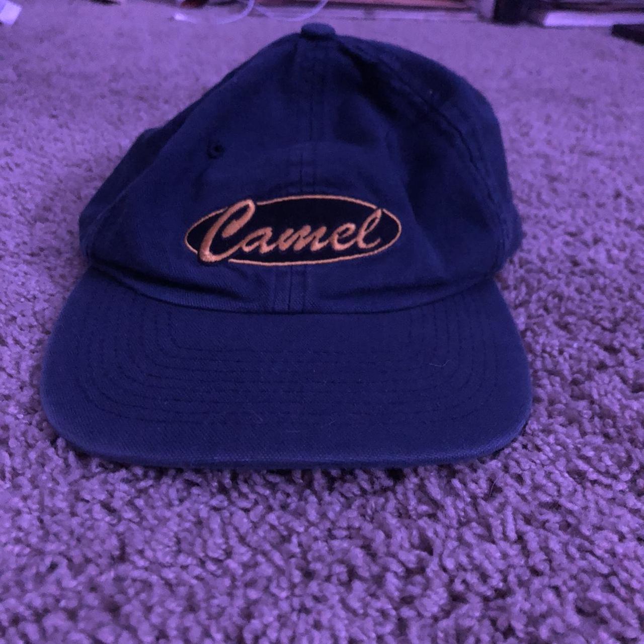 Men's Navy and Yellow Hat Depop
