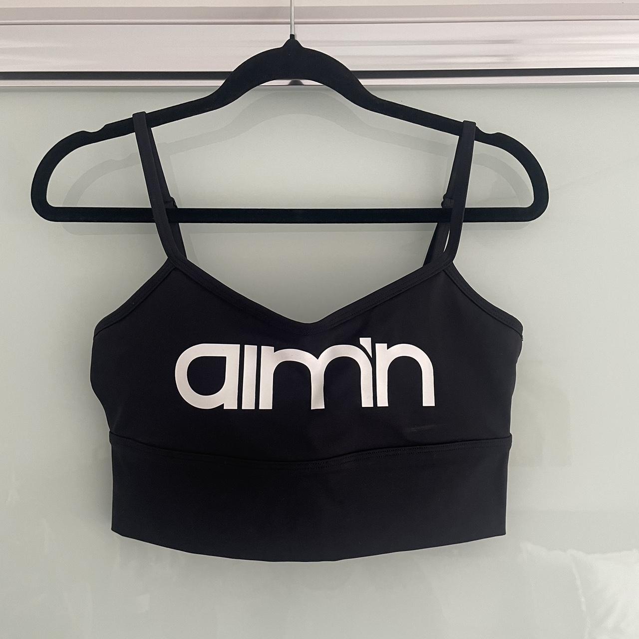Aimn Sportswear - Black branded sports crop/bra. - Depop