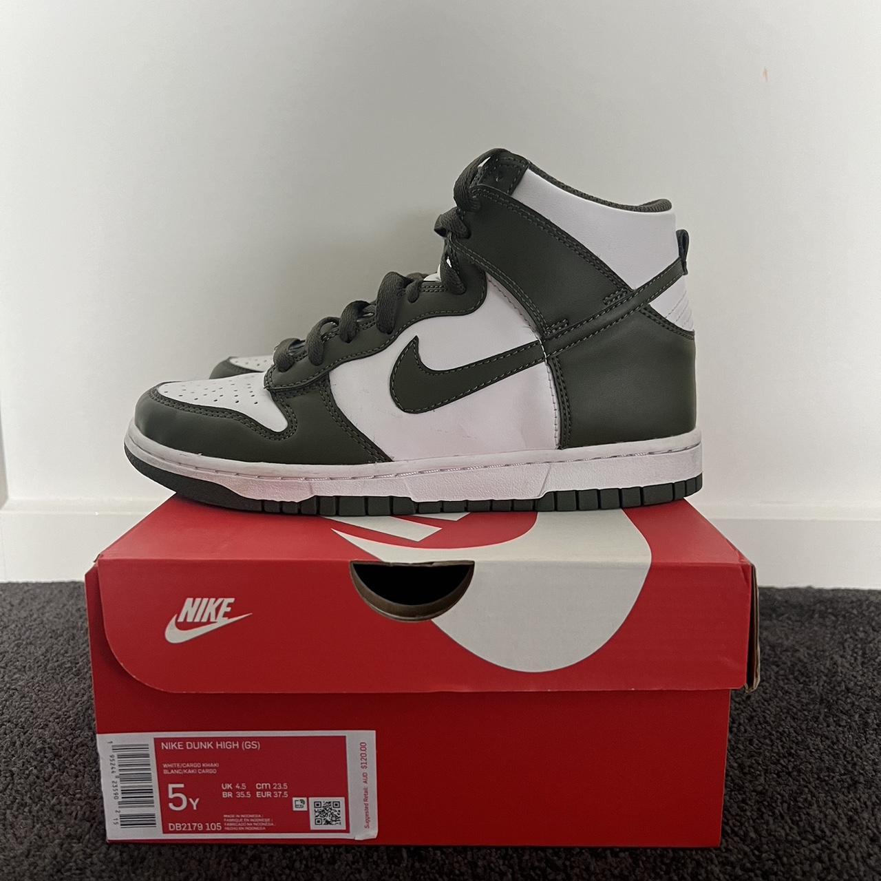 Nike Dunk High (GS) White/Cargo Khaki 5Y (fits... - Depop