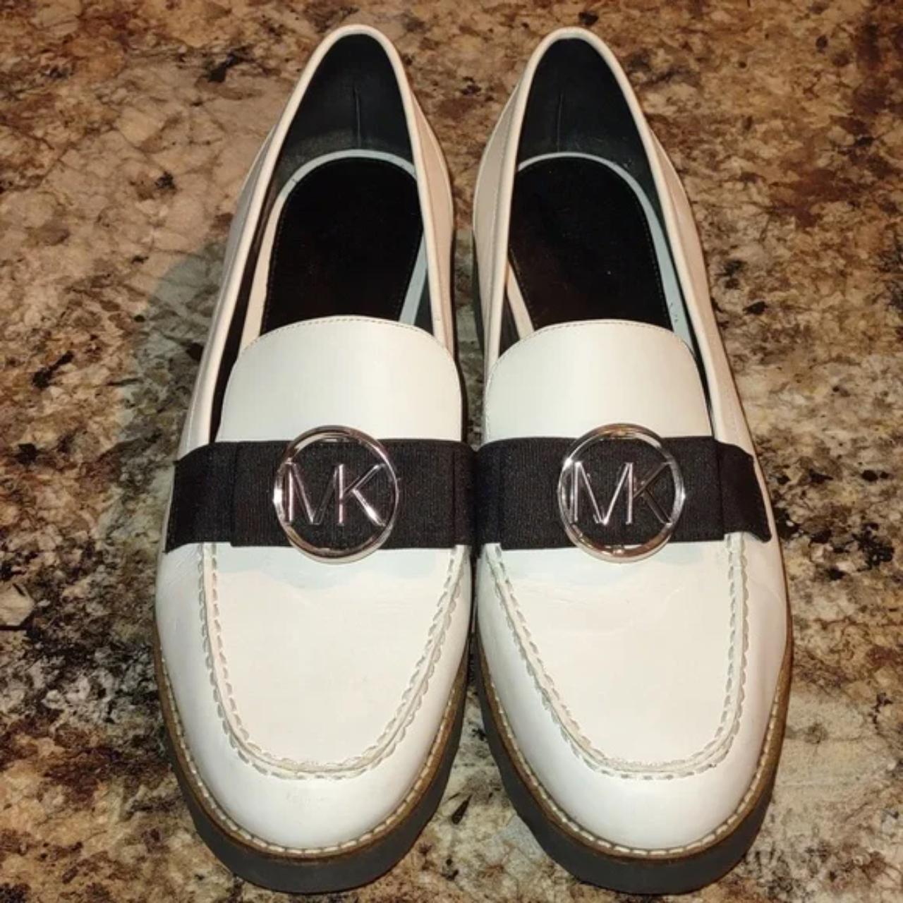 MICHAEL Michael Kors Women's White and Black Loafers | Depop