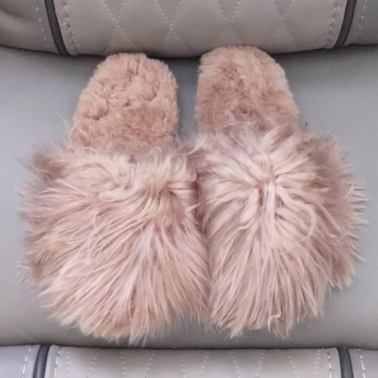Kids Swirl Almond Satin. Alpaca Fur Slippers - BABOOSHA PARIS - toddler  slippers
